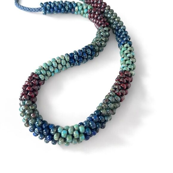 Picasso Seed Bead Woven Rope Necklace - Picture 5 of 5